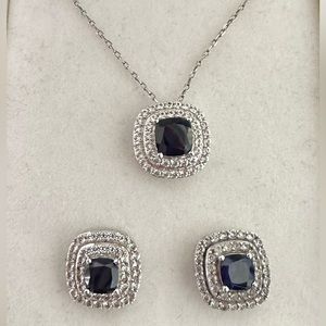 Sapphire necklace with matching earrings.